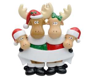 Moose Famille <span class=keywords><strong>de</strong></span> 2 3 4 5 Personnalisé Arbre <span class=keywords><strong>De</strong></span> <span class=keywords><strong>Noël</strong></span> Ornement 2022 Unique Famille Tradition Ornement pour Maman, <span class=keywords><strong>Papa</strong></span>, Enfants, Grand-Mère - Product Image 2