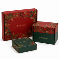 Boîte d'expédition pliable en carton ondulé kraft de luxe personnalisée rouge, verte et or avec estampage à chaud pour cadeaux de Noël