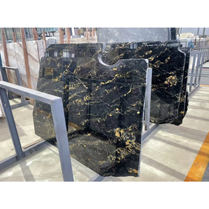 Lastre Grandi di Marmo Naturale Moderno Italiano Nero con Fiori Dorati per Tavoli da Pranzo, Tavolini da Caffè, Scale e <span class=keywords><strong>Sfondi</strong></span> di Lusso - Vendita all'Ingrosso - Product Image 3