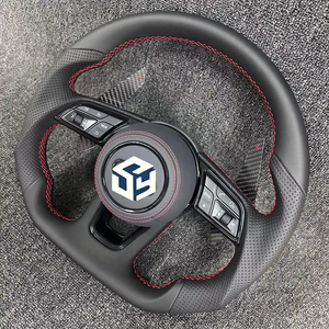 Volante in Pelle Nera/ Nero Lucido/ LED in Fibra di Carbonio per <span class=keywords><strong>Audi</strong></span> S5 A4 B8 B8.5 B9 RS5 RS6 A6 C7 S7 A7 S8 A3 A8 TT - Product Image 1