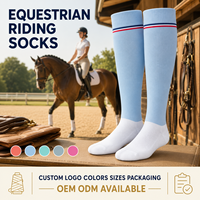 Chaussettes d'équitation en gros pour femmes, hautes jusqu'au genou, respirantes, avec logo jacquard personnalisé, fournisseur de marque privée