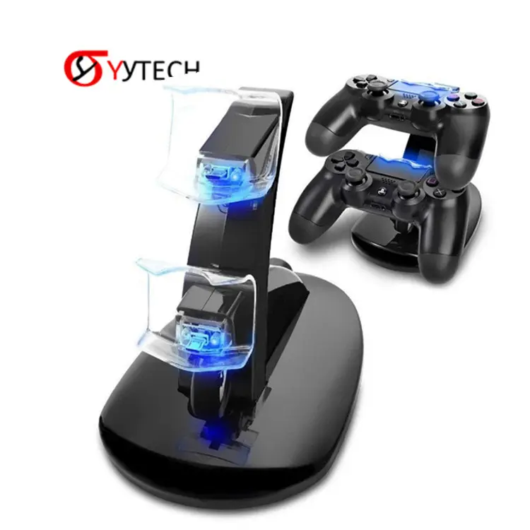 SYYTECHコントローラー充電器ドックLEDデュアルUSBPS4充電スタンドステーションクレードルforSony Playstation 4 PS4 / PS4 Pro /PS4 Slim