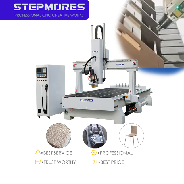 China 1530 5x10ft 4 Axis CNC ATC 3D Wood Router with Automatic Servo Motor Spindle Rotating & Wood Cutting/Engraving Machine