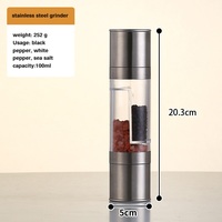 Bouteille de moulin à poivre en acier inoxydable à double tête manuelle-Essentiel de cuisine pour l'assaisonnement, le poivre, les épices-Verrerie