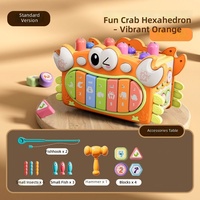 Clavier musical multifonctionnel éducatif en forme de crabe à six faces, cadeau jouet pour enfants