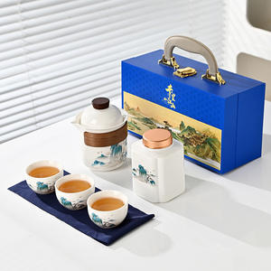 Juego de té de porcelana blanca con diseño de grasa de cordero, con tetera, tres tazas y caja de regalo, para el Año Nuevo Chino, regalos empresariales - Product Image 2