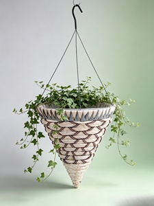 Panier suspendu conique tressé, pot de fleurs suspendu conique tressé, panier suspendu pour plantes d'intérieur et d'extérieur - Product Image 5