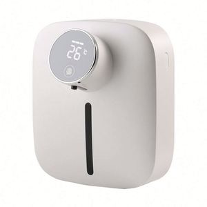 เครื่องจ่ายสบู่โฟมอัตโนมัติแบบติดผนังโรงแรม วัสดุ ABS พร้อมไฟ LED ควบคุมอุณหภูมิแบบชาร์จไฟได้ ดีไซน์ทันสมัย สีขาว/ดำ - Product Image 1