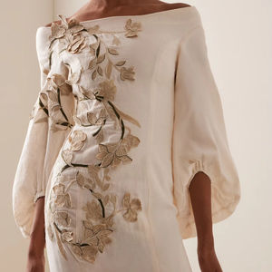 2026 Летнее Длинное платье без бретелек, новое французское элегантное удобное дышащее льняное однотонное платье с вышивкой для повседневной вечеринки - Product Image 1