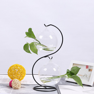 Vaso d'attaccatura di vetro popolare all'ingrosso di vendita caldo <span class=keywords><strong>con</strong></span> il supporto del metallo per la decorazione - Product Image 3