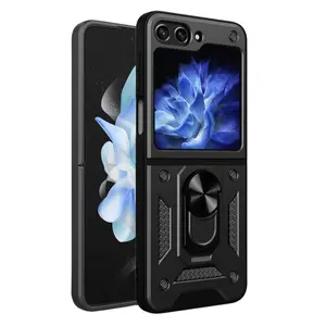 Shockproof Armor Ring Holder Phone Case For Samsung Galaxy Z Flip 6 5 4 3 Hard PC Back Cover