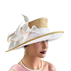 Cappelli da donna in sinamay con bordo a volant e decorazioni floreali, per Kentucky Derby, chiesa, matrimonio, feste, moda per adulti - Product Image 2