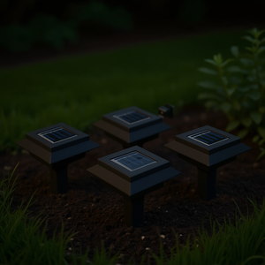 Lampes solaires de jardin carrées de 4,7 pouces en plastique noir, LED, alimentées par énergie solaire, résistantes à l'eau IP65, éclairage extérieur pour allées - Product Image 2