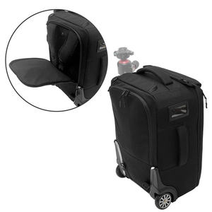 <span class=keywords><strong>Valise</strong></span> à roulettes multifonctionnelle noire en nylon souple avec sac pour appareil photo à roulettes pour photographes, nouveauté - Product Image 4