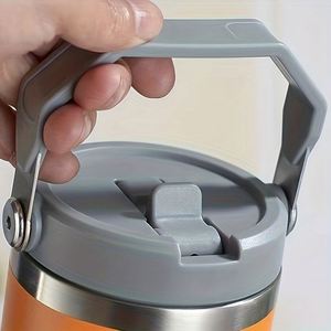 Double Wall 600ml/900ml Stainless Steel Vacuum Insulated Travel Tumbler Eco-Friendly Car Mug Handle Lid <b>Straw</b> Hot Water Tea - Product Image 2