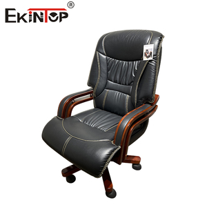 Sedia da Ufficio Direzionale Ekintop <span class=keywords><strong>in</strong></span> Legno Massello di Lusso, <span class=keywords><strong>Schienale</strong></span> <span class=keywords><strong>Alto</strong></span>, <span class=keywords><strong>in</strong></span> <span class=keywords><strong>Pelle</strong></span> Sintetica, Moderna, Girevole ed Ergonomica - Product Image 2