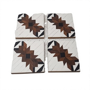 Modern Resin Wood Inlay Coasters Handmade Decorative Tea Cup Coaster Set Dining Table Office Desk Tea <b>Bar</b> Tableware <b>Mats</b> Pads - Product Image 1