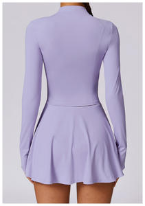 2025新款女式网球连衣裙性感裙子长袖拉链夹克套装可定制团队名称<span class=keywords><strong>2</strong></span> 1成人夏季运动 - Product Image 5