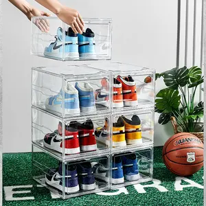 透明下降前鞋盒透明展示储物盒，适合美国尺寸12 13