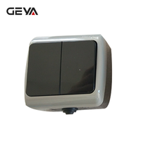Interrupteurs muraux étanches GEYA durables, norme européenne IP54, 10A 250V, 2 gangs 1 voie, en PC, design minimaliste, pour usage domestique, 40000 cycles