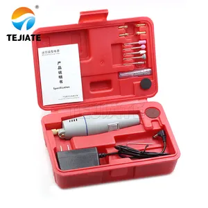 Tejiate เครื่องมือเจาะมือไฟฟ้า กล่องเครื่องขัดไฟฟ้า ชุดเครื่องมือ มินิเครื่องขัดแบบยืดหยุ่น สว่านมือสีเทา