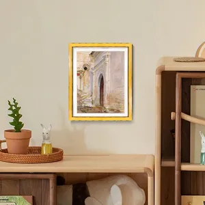 Yeni tasarım sarı 8x10 5x7 Vintage Retro resim çerçevesi özel boyut renkli fotoğraf çerçeveleri ev için dekorasyon