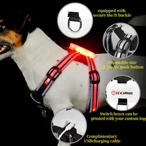 Customized No Pull Dog Harnesses New Design Adjustable LED Luminous Dog Walking Vest Explosion-proof Small XL Pets Made Nylon