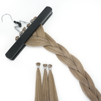 Extensiones de Cabello de Queratina con Punta Plana de Cabello Ruso Marrón a Precio de Fábrica, Extensiones de Cabello de Queratina Remy Virgen de Doble Trama con Logotipo Privado