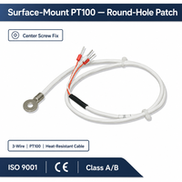 HUADONG Surface Mount Round Hole PT100 RTD Temperature Sensor, 3 Wire, Metal Mounting Tabs for Surface Temperature Measurement