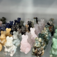 Statue de lapin en cristal naturel mélangé en gros, pierre brute, ornement de lapin en cristal de guérison, décoration d'intérieur, guérison des chakras et du Reiki