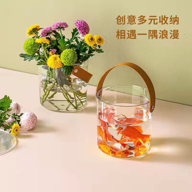 Borosilicate Ice bucket portable fruit basket field water storage bucket living room glass vase ice cube