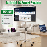 Écran intelligent portable 43 pouces Android 14 4K UHD avec support roulant pour utilisation en métro et en ascenseur, diffusion sans fil