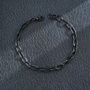 Vente en gros de bracelets pour hommes en acier inoxydable, style hip-hop, chaîne cubaine torsadée, fermoir mousqueton, noir NK - Product Image 1