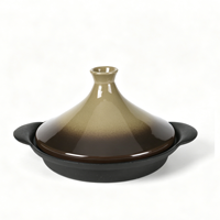 Tajine en fonte à surface ondulée, antiadhésif, pour braiser et griller, avec poignées double face, compatible induction, gaz et électrique