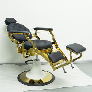 Toonbeeld Goud Luxe Vierkante Rug Lederen Kappersstoel Met Aangepast Logo Geïmporteerd Uit China Voor Kapperszaken - Product Image 2