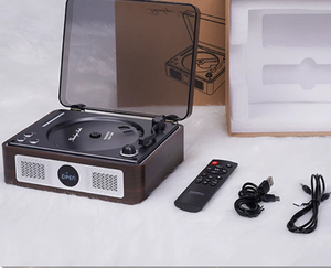 Tourne-disque rétro en bois MDF sur mesure avec haut-parleur intégré, lecteur audio BT pour décoration intérieure, lecteur de disques vinyles 3 vitesses - Product Image 4