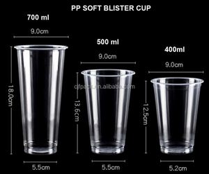 Custom Logo Clear UV Printed Disposable <b>Plastic</b> PP <b>Cups</b> Sealing Films 500ml 700ml 1000ml 90mm Diameter CJF Brand Boba <b>Cups</b> - Product Image 3