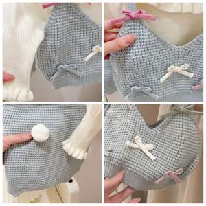 Suéter de traje de punto para niñas, separa tres piezas, chaleco de Color caramelo, pantalones cortos, conjunto de ropa de invierno para niñas recién nacidas - Product Image 2