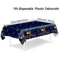 Nappe jetable en plastique PE imperméable et anti-taches pour fête d'anniversaire, or et noir, décoration de table pour adultes