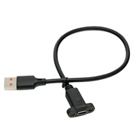 Câble USB 5A mâle A vers USB C femelle à montage sur panneau avec gaine en PVC à double blindage en cuivre pur et fixation par vis