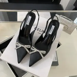 파티 원피스 신발에 대한 최신 여성 하이힐 섹시한 새틴 라인 석 버클 클래식 스틸레토 힐 펌프 실버 블랙