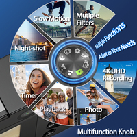 Kamera Video Digital Bergaya DSLR 64MP dengan Anti-Shake & Flash, 4K Entry-Level untuk Selfie, Sensor HD CMOS, Kartu Memori SD