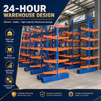 Système de rayonnage cantilever modulaire avec base en poutre H pour le stockage industriel de tuyaux en acier et de bois – Conception de centre de distribution