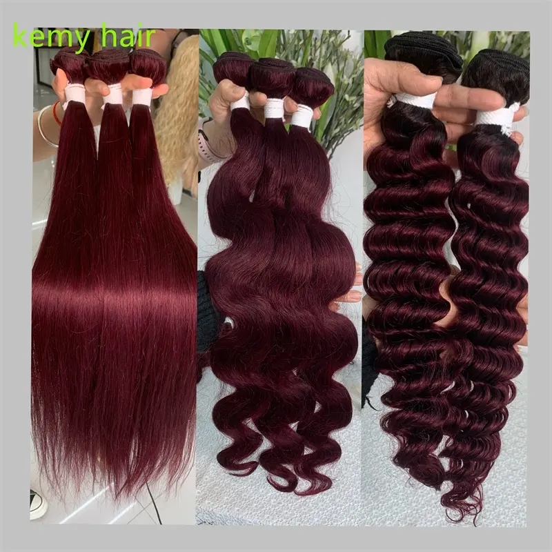 Wholesale 99J Colored Raw Virgin Hair Bundles Virgin Brazilian Human Hair Weft Body Wave for Black Women Daily Use