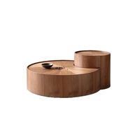 Table basse moderne italienne minimaliste de luxe Wabi-Sabi en noyer rond pour la maison, l'appartement, l'hôtel - Table centrale