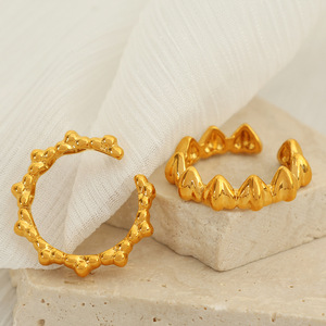 Geometric Irregular <b>Rings</b> For Women Gold Brass <b>Adjustable</b> 7mm Heart Shaped Party Jewelry - Product Image 3