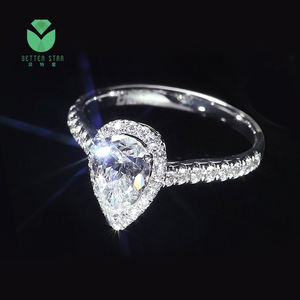 Betterstar IGI GIA gecertificeerde HPHT CVD VVS laboratorium gekweekte diamanten juwelen peer-vormige diamanten <span class=keywords><strong>ring</strong></span> massief gouden <span class=keywords><strong>ring</strong></span> verlovingsring dames - Product Image 4