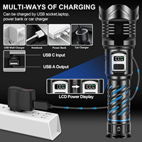Linterna LED de Largo Alcance, Nueva Pantalla Digital, Luz Potente Recargable, Ultra Brillante, Interruptor Doble, Linterna para Exteriores