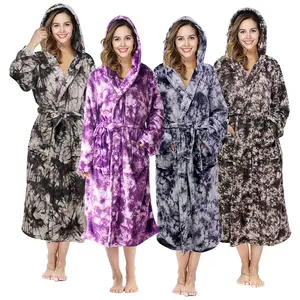 Bata de baño con capucha para mujer, pijama personalizado de franela