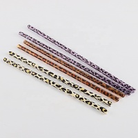 Pailles à boire réutilisables en plastique rigide imprimées léopard, couleur marron beige violet, parfaites pour les gobelets